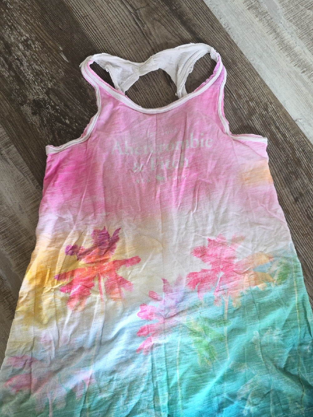 abercrombie kids Pink Ombre Palm-Print One-Piece Dress